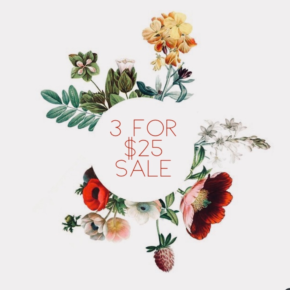 Sale 3/$25 on all tops dresses jackets skirts